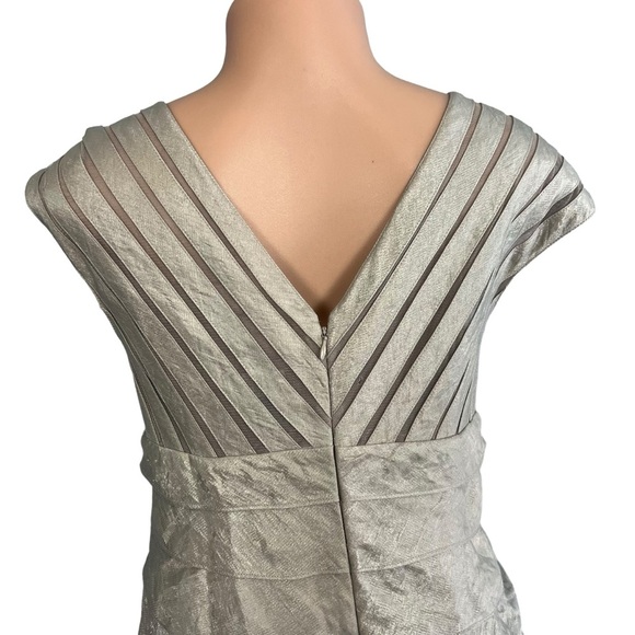Adrianna Papell Silver Layer Ruffle Sleeveless Long Gown Dress - Picture 7 of 8